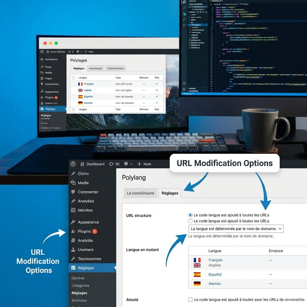Panneau de configuration du plugin Polylang dans l'administration WordPress