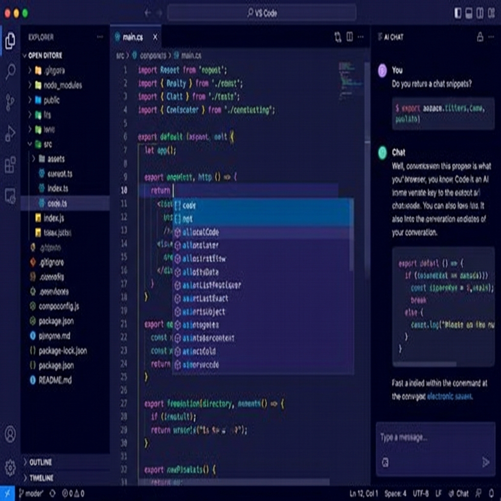 Interface de l'éditeur Cursor avec IA intégrée et suggestions de code