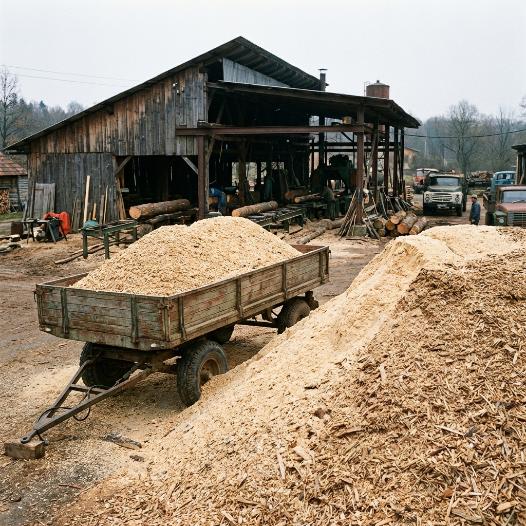Sciure de bois gratuite disponible dans une scierie locale pour production de granulés