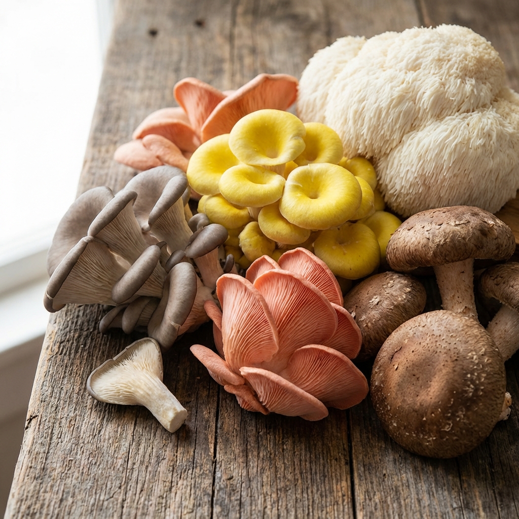 Variétés de champignons cultivables sur substrat de pellets : pleurotes, shiitake et crinière de lion
